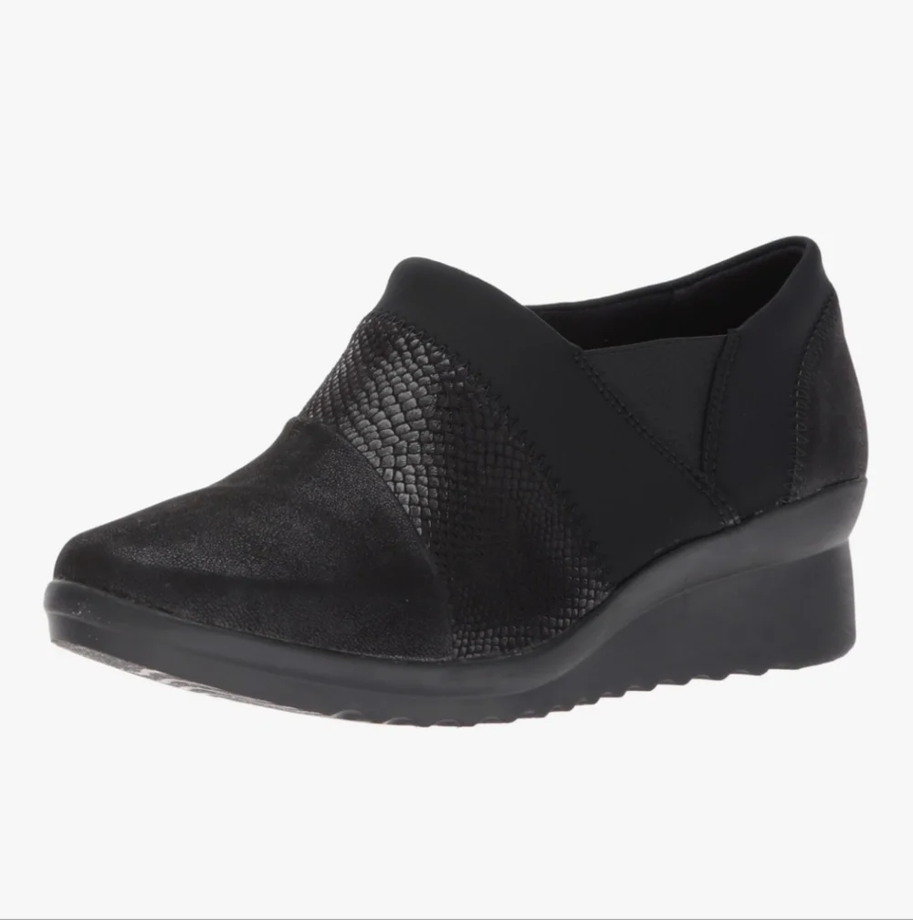 Clarks Womens Caddell Denali wedge shoes Black women’s size 9